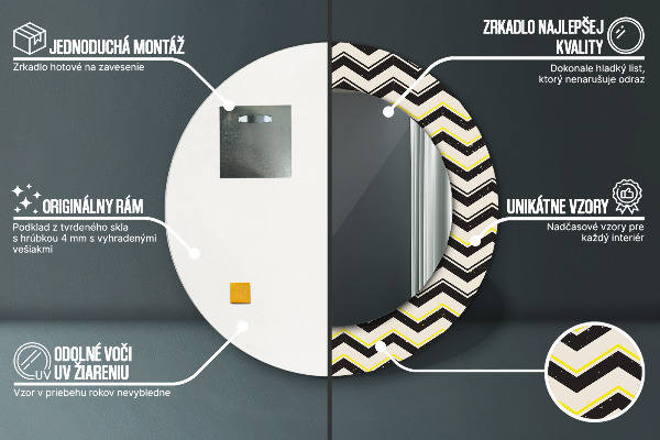 Kulaté zrcadlo s potiskem Zigzag vzor