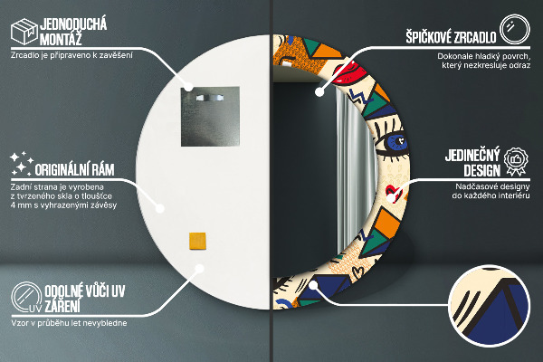 Kulaté dekorační zrcadlo Popový umělecký styl