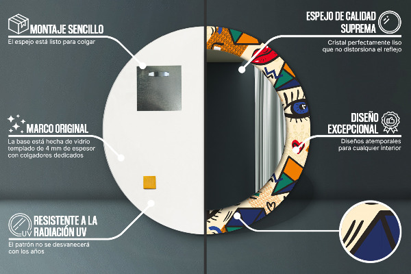 Kulaté dekorační zrcadlo Popový umělecký styl