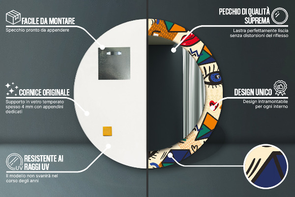 Kulaté dekorační zrcadlo Popový umělecký styl