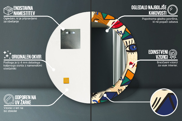 Kulaté dekorační zrcadlo Popový umělecký styl