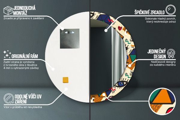 Kulaté dekorační zrcadlo Popový umělecký styl