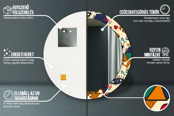 Kulaté dekorační zrcadlo Popový umělecký styl