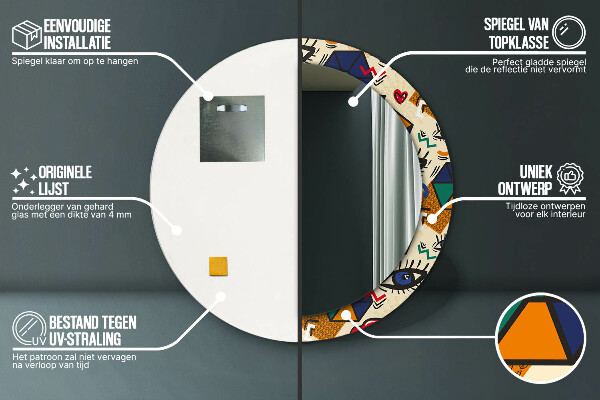 Kulaté dekorační zrcadlo Popový umělecký styl