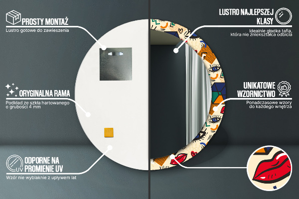 Kulaté dekorační zrcadlo Popový umělecký styl