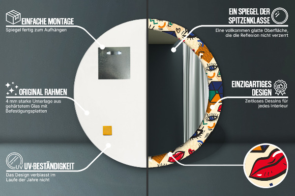 Kulaté dekorační zrcadlo Popový umělecký styl