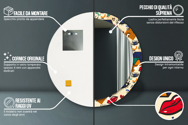 Kulaté dekorační zrcadlo Popový umělecký styl