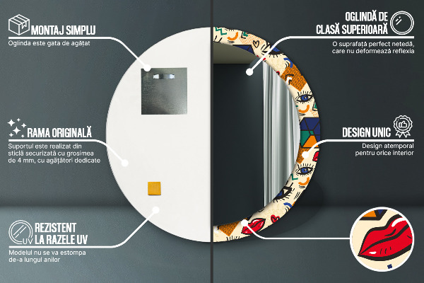 Kulaté dekorační zrcadlo Popový umělecký styl