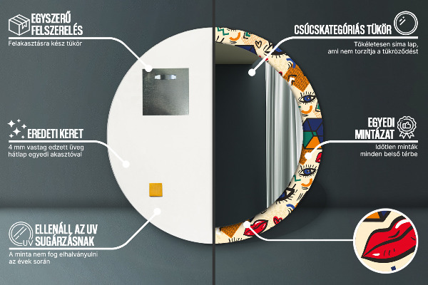 Kulaté dekorační zrcadlo Popový umělecký styl