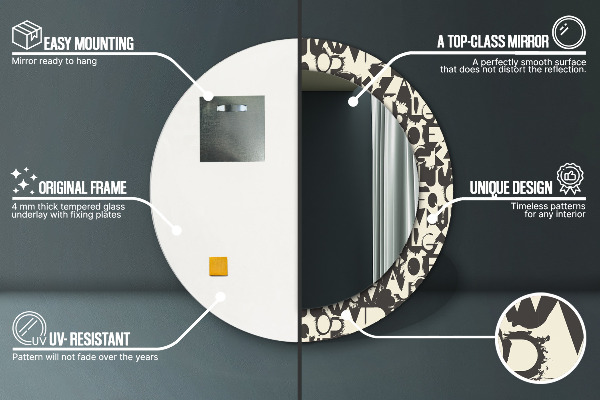 Kulaté dekorační zrcadlo Abstraktní typografie