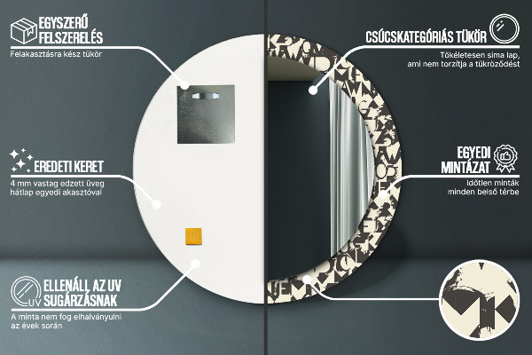 Kulaté dekorační zrcadlo Abstraktní typografie