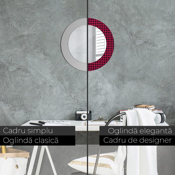 Kulaté dekorační zrcadlo na zeď Červená mřížka