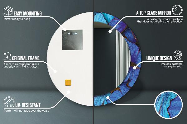 Kulaté dekorační zrcadlo Modrý a zelený motýl