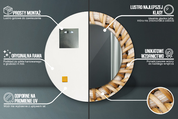 Kulaté zrcadlo s potiskem Přirozený cop