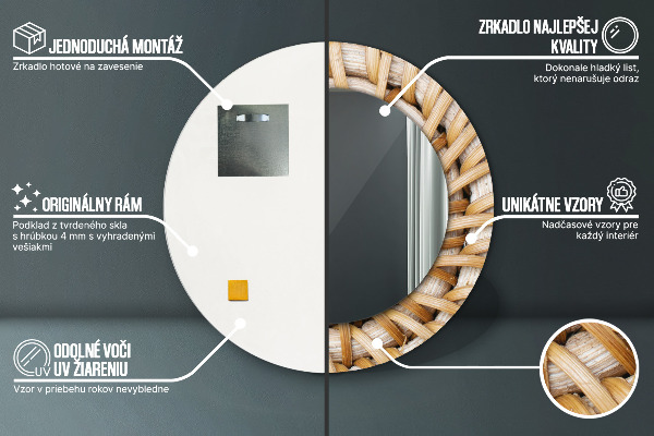 Kulaté zrcadlo s potiskem Přirozený cop