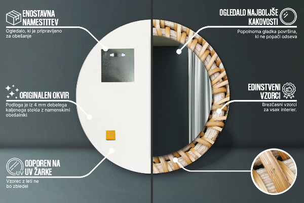 Kulaté zrcadlo s potiskem Přirozený cop