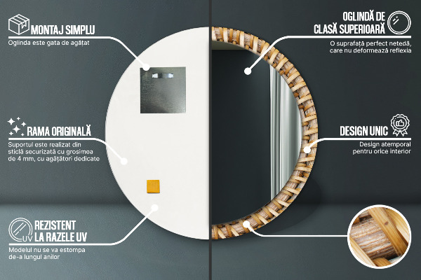 Kulaté zrcadlo s potiskem Přirozený cop