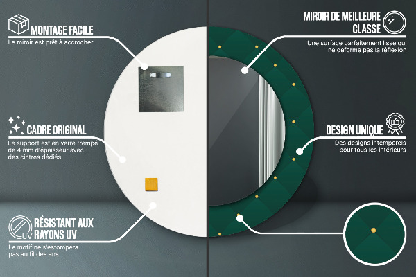 Kulaté zrcadlo s potiskem Zelená luxusní šablona