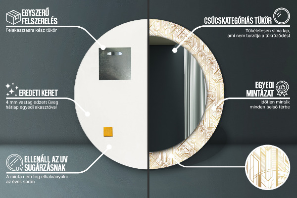 Kulaté dekorační zrcadlo na zeď Art Deco Composition