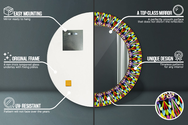 Kulaté dekorační zrcadlo na zeď Psychedelický vzorec mandaly