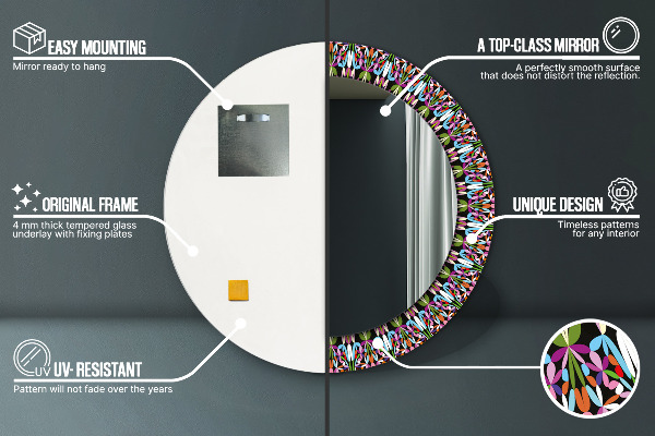 Kulaté dekorační zrcadlo na zeď Psychedelický vzorec mandaly