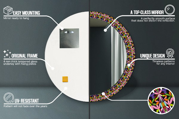 Kulaté dekorační zrcadlo na zeď Psychedelický vzorec mandaly