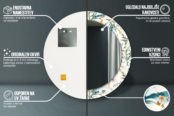 Kulaté dekorační zrcadlo na zeď Akvarely květin