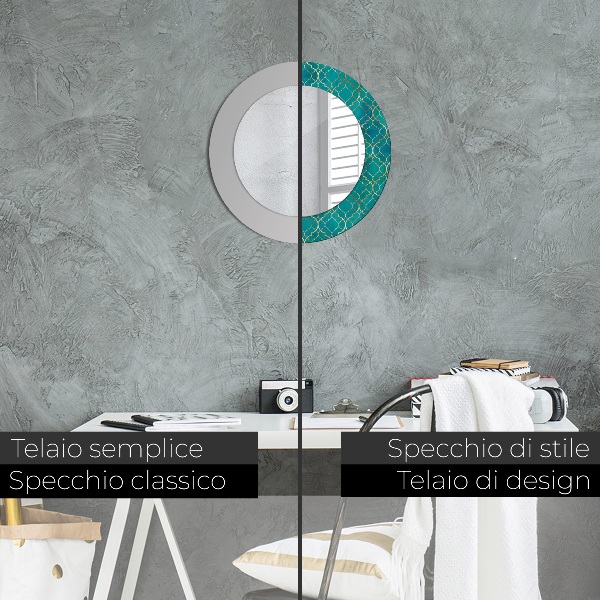 Kulaté dekorační zrcadlo na zeď Zelená a zlaté složení