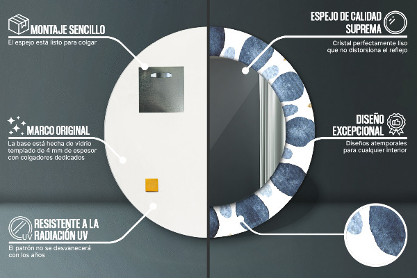 Kulaté zrcadlo rám s potiskem Měsíční mandala