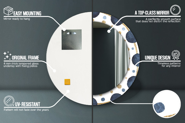 Kulaté zrcadlo rám s potiskem Měsíční mandala