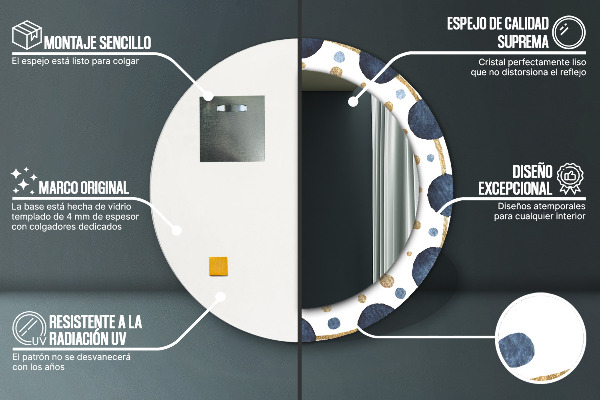 Kulaté zrcadlo rám s potiskem Měsíční mandala