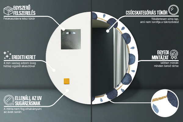 Kulaté zrcadlo rám s potiskem Měsíční mandala
