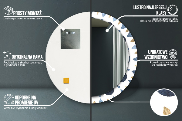Kulaté zrcadlo rám s potiskem Měsíční mandala