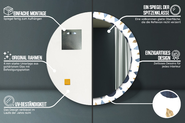 Kulaté zrcadlo rám s potiskem Měsíční mandala
