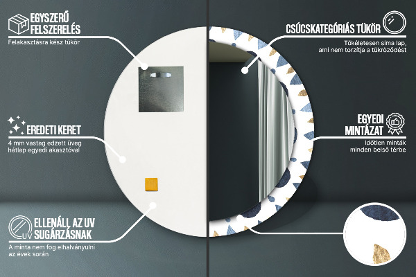 Kulaté zrcadlo rám s potiskem Měsíční mandala
