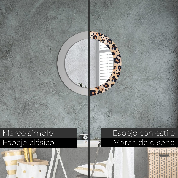 Kulaté zrcadlo rám s potiskem Divoký vzorec