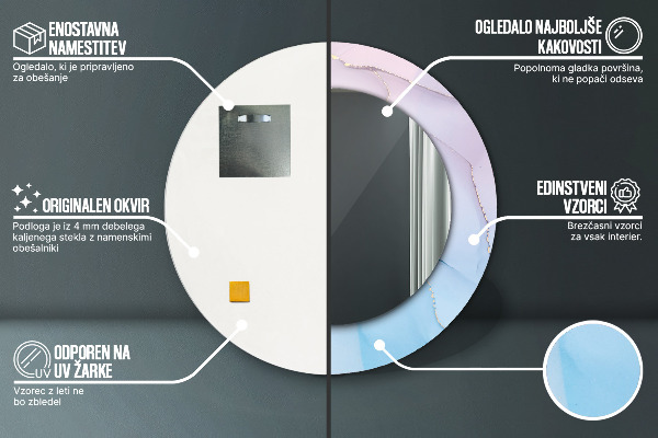 Kulaté zrcadlo rám s potiskem Moderní mramorová textura