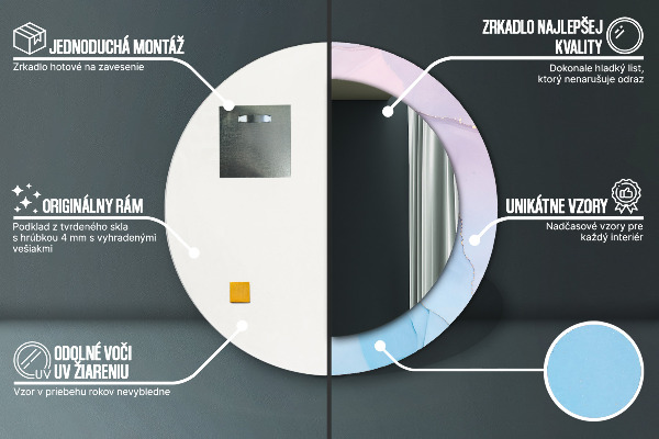 Kulaté zrcadlo rám s potiskem Moderní mramorová textura