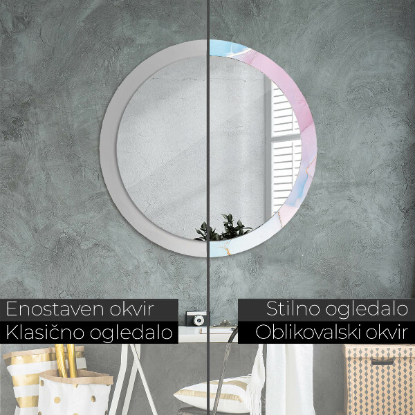 Kulaté zrcadlo rám s potiskem Moderní mramorová textura
