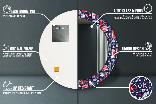 Kulaté zrcadlo s potiskem Londýnský symbol