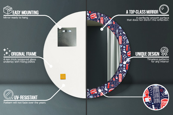 Kulaté zrcadlo s potiskem Londýnský symbol