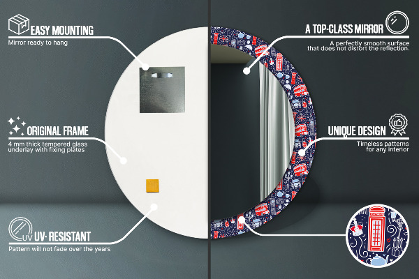 Kulaté zrcadlo s potiskem Londýnský symbol