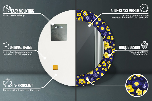 Kulaté zrcadlo s potiskem Sladké malé květy