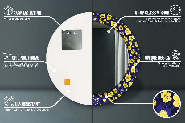 Kulaté zrcadlo s potiskem Sladké malé květy