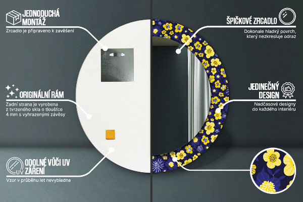 Kulaté zrcadlo s potiskem Sladké malé květy