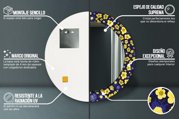 Kulaté zrcadlo s potiskem Sladké malé květy