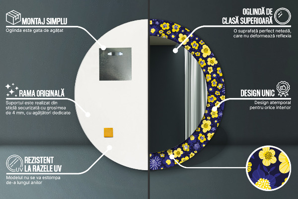 Kulaté zrcadlo s potiskem Sladké malé květy