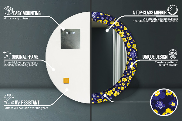 Kulaté zrcadlo s potiskem Sladké malé květy