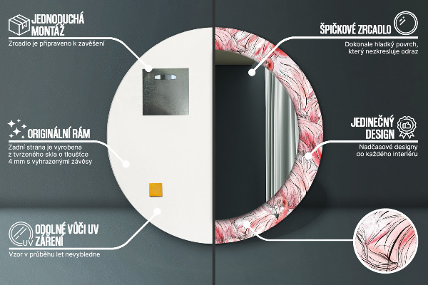 Kulaté zrcadlo s potiskem Planoucí vzor