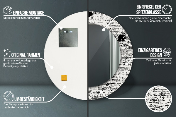 Kulaté zrcadlo s potiskem Šablona